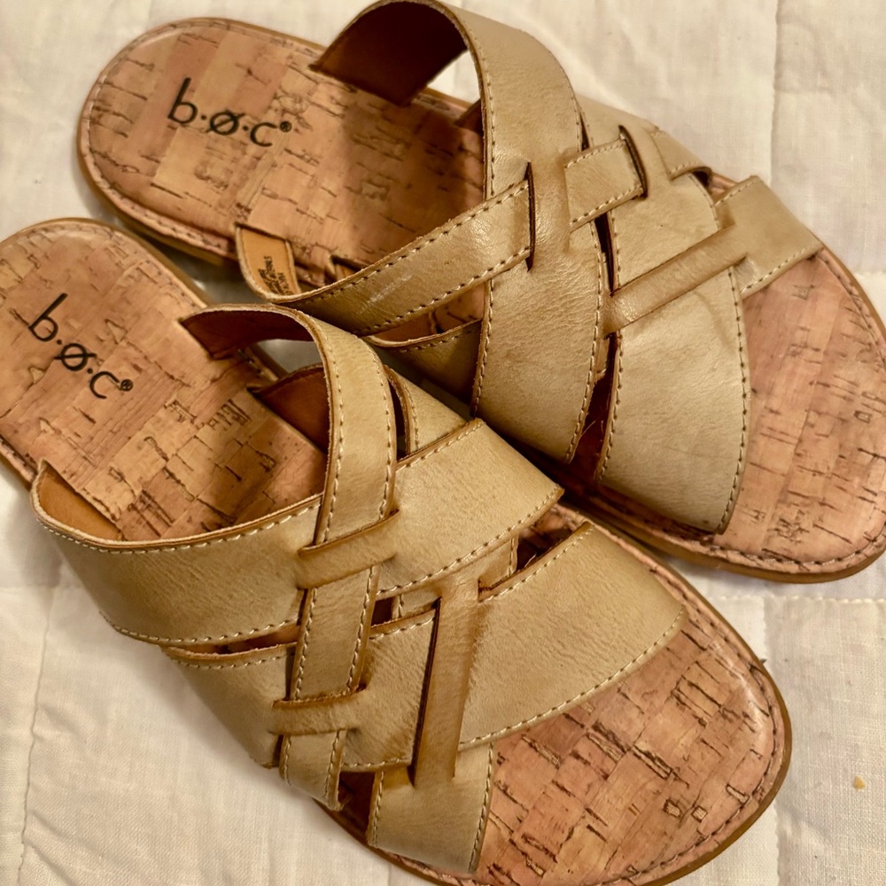 b.o.c. Tan Sandals with Minimalist Design and Flat Sole